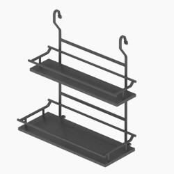 0Starax 4127 Wooden Spice Rack Anthracite with Two Shelves - 1