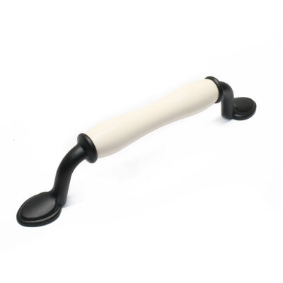 0Tomurcuk Porcelain Handle 128 Black Patternless Cream - 1