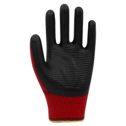 Beybi PN5 Zebra Polyester Knitted Nitrile Gloves Pair NO: 10 Red - 2