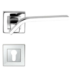 Condi Yale Square Rosette Door Handle - Satin Chrome - 1