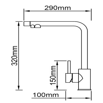 Crauf Kitchen Faucet Attivo Chrome with Purifier Outlet - 2