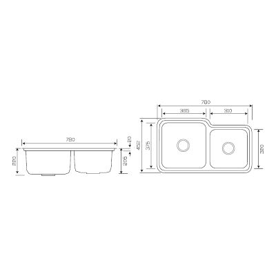 Crauf Lavello Eviye 452x780x230mm Mat Inox - 5