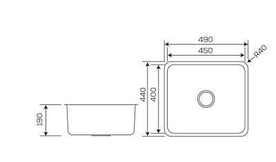 Crauf Lavello Kitchen Sink 490x440X190Mm Pvd Smoked Black - 2