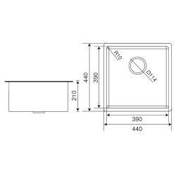 Crauf Stella Eviye 440x440x210mm Inox - 7