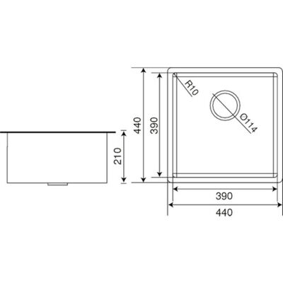 Crauf Stella Eviye 440x440x210mm Mat Gri Nano Kaplama - 3