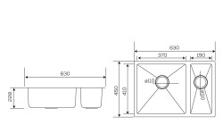 Crauf Stella Eviye 450x630x230mm PVD Füme Siyah - 6