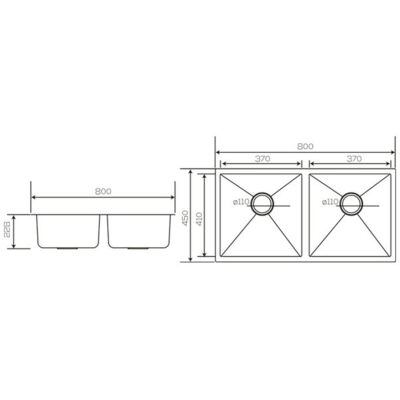 Crauf Stella Eviye 450x800x228 PVD Inox - 3