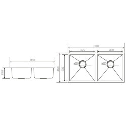 Crauf Stella Eviye 450x800x228 PVD Inox - 4