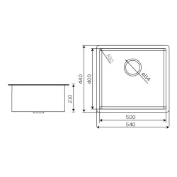 Crauf Stella Eviye 540x440x210mm Mat Gri Nano Kaplama - 5