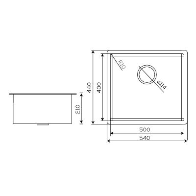 Crauf Stella Eviye 540x440x210mm Mat Gri Nano Kaplama - 5