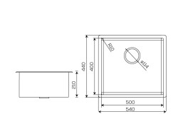 Crauf Stella Eviye 540x440x210mm PVD Füme Siyah - 4