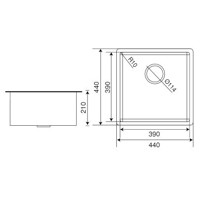 Crauf Stella Kitchen Sink 440x440x210mm Inox - 7