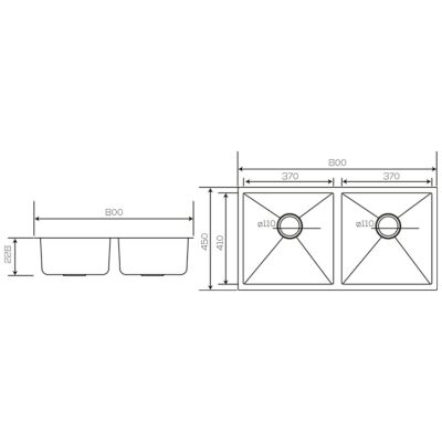 Crauf Stella Kitchen Sink 450x800x220.8 PVD Copper - 3