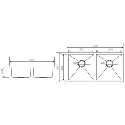 Crauf Stella Kitchen Sink 450x800x220.8 PVD Copper - 4