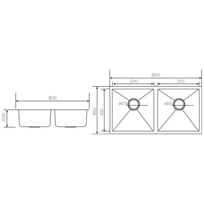 Crauf Stella Kitchen Sink 450x800x220.8Mm Matte Grey (Nano Coating) - 3