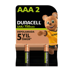 Duracell Pen Battery Slim Rechargeable 750 mAh AAA 1PK: 2Pcs - 1