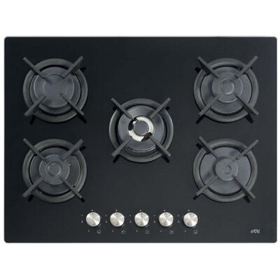 Evii 858 CAT EI Built-in Glass Hob 5 Burners (1 Wok) Black - 1