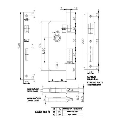 Kale Kilit 151R Oda Ekstra Kiliti 40mm Nikel - 3