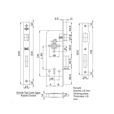 Kale Kilit 151R Oda Ekstra Kiliti 40mm Sarı Oval - 2