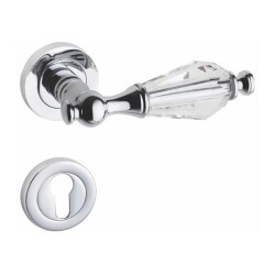 Özen Door Handle Tuna Zmk Chrome Satin Rosette - 1