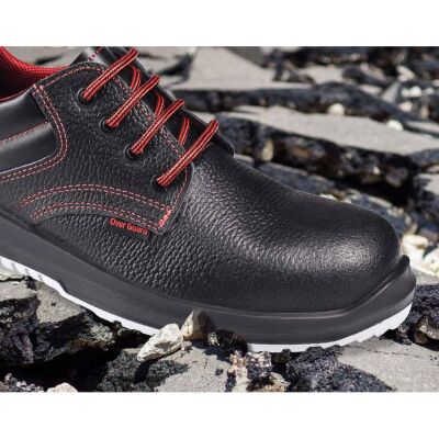 Over-Guard Steel Toe Leather Work Shoes 40 Black - 7