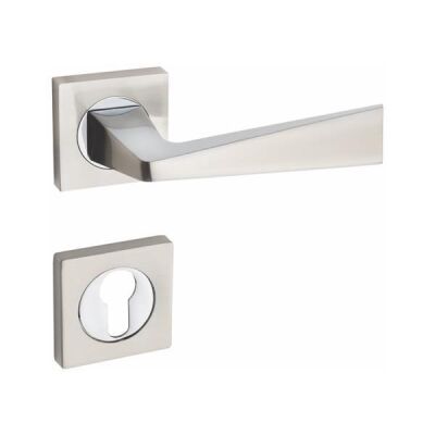 Ozen Door Handle Esta Zmk Chrome Satin Square Rosette - 1