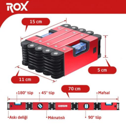 Rox 0176 Mıknatıslı Alüminyum Katlanır Su Terazisi 70 cm - 2