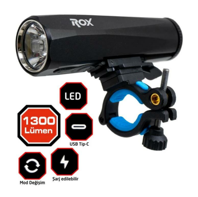 Rox Şarjlı Led Bisiklet Feneri 1300 Lümen - 1