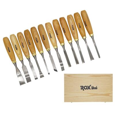 ROX Wood 9097 Ahşap Oyma Iskarpela Seti 12 Parça Ahşap Kutulu - 1