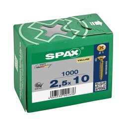 Spax Chipboard Screw 2.5X10 Yellow Coating (1Pk:1000 Pieces) - 1