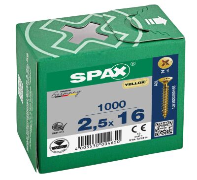 Spax Chipboard Screw 2.5X16 Yellow Coating (1Pack:1000 Pieces) - 1