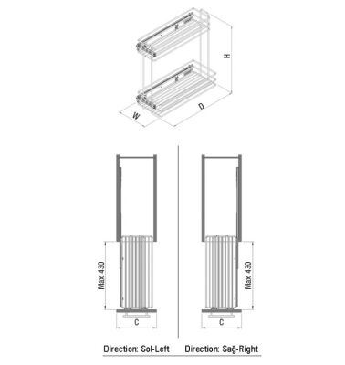 Starax 2213 Teleskopik Raylı Deterjanlık Krom 20 cm - 2