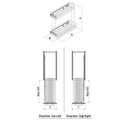 Starax 2214 Teleskopik Raylı Deterjanlık Krom 25 cm - 2