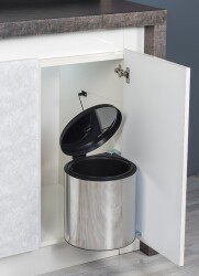 Starax 2251 Stainless Trash Can Chrome Cabinet 10 Lt - 1