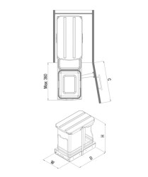 Starax 2391 Grey Telescopic Rail Waste Bin - 2