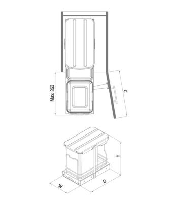 Starax 2391 Grey Telescopic Rail Waste Bin - 2