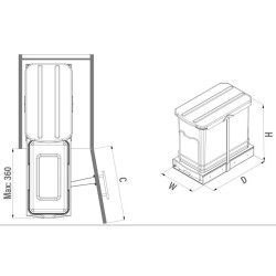 Starax 2571 Waste Bin with Telescopic Rail System Anthracite Plastic - 2