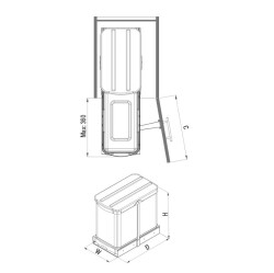 Starax 2572 Telescopic Rail Trash Can Stainless Body 24Lt - 2