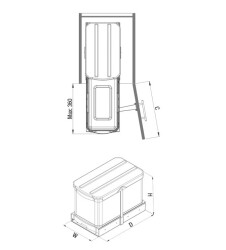 Starax 2574 Gray Telescopic Rail Trash Can Stainless Body - 2