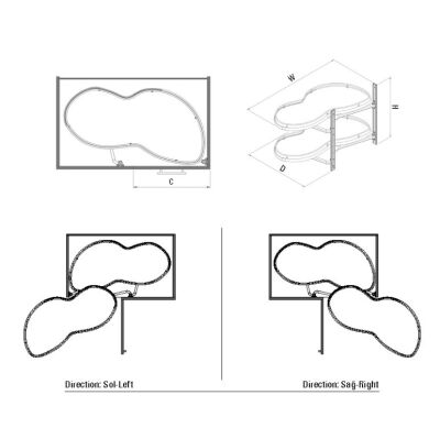 Starax 3013 Chrome Chrome Blind Corner Bean Left Mechanism - 2