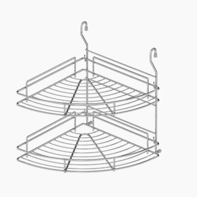 Starax 4009 Klasik İki Raflı Köşe Sepeti Krom - 1