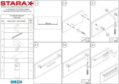 Starax 4012 8-Piece Spice Rack Set Chrome - 2