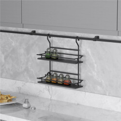 Starax 4125 Anthracite Wooden Spice Rack Double Small - 2