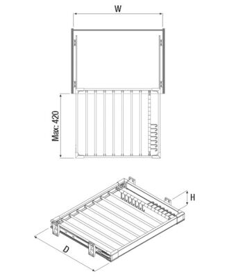 Starax 6207 Gray Pants Holder Side Rail, Aluminum - 2