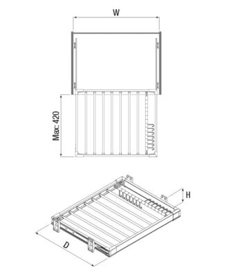 Starax 6208 Gray Trouser Side Rail Aluminum - 2