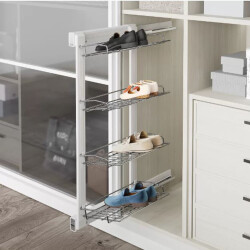 Starax 6742 White Aluminum 4 Shelf Shoe Rack Right (With Brake) - 2