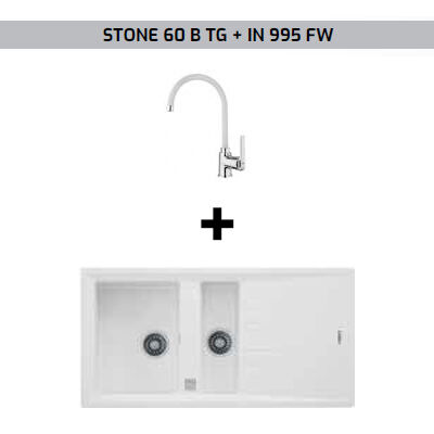 Teka Stone 60 B-TG Beyaz Eviye + IN 995 FW Beyaz Batarya Seti - 1