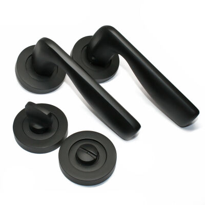 Tiviti Door Handle Ilgaz Round Rosette Black - 1