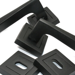 Tiviti Door Handle Pyramid Model, Matte Black, Round Rosette - 2