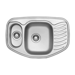 Ukinox Chels 1.5 Bowl Polished Stainless Corner Sink - 1